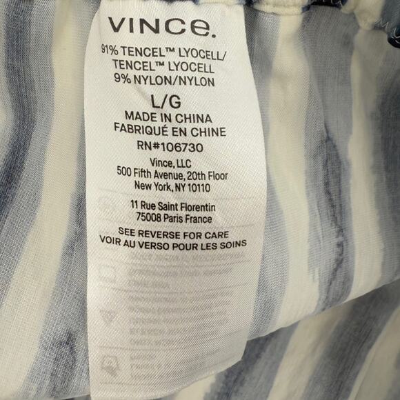 NWT Vince Women's Painterly Coastal Blue Striped Tencel Blend Shorts Size L - Picture 5 of 8